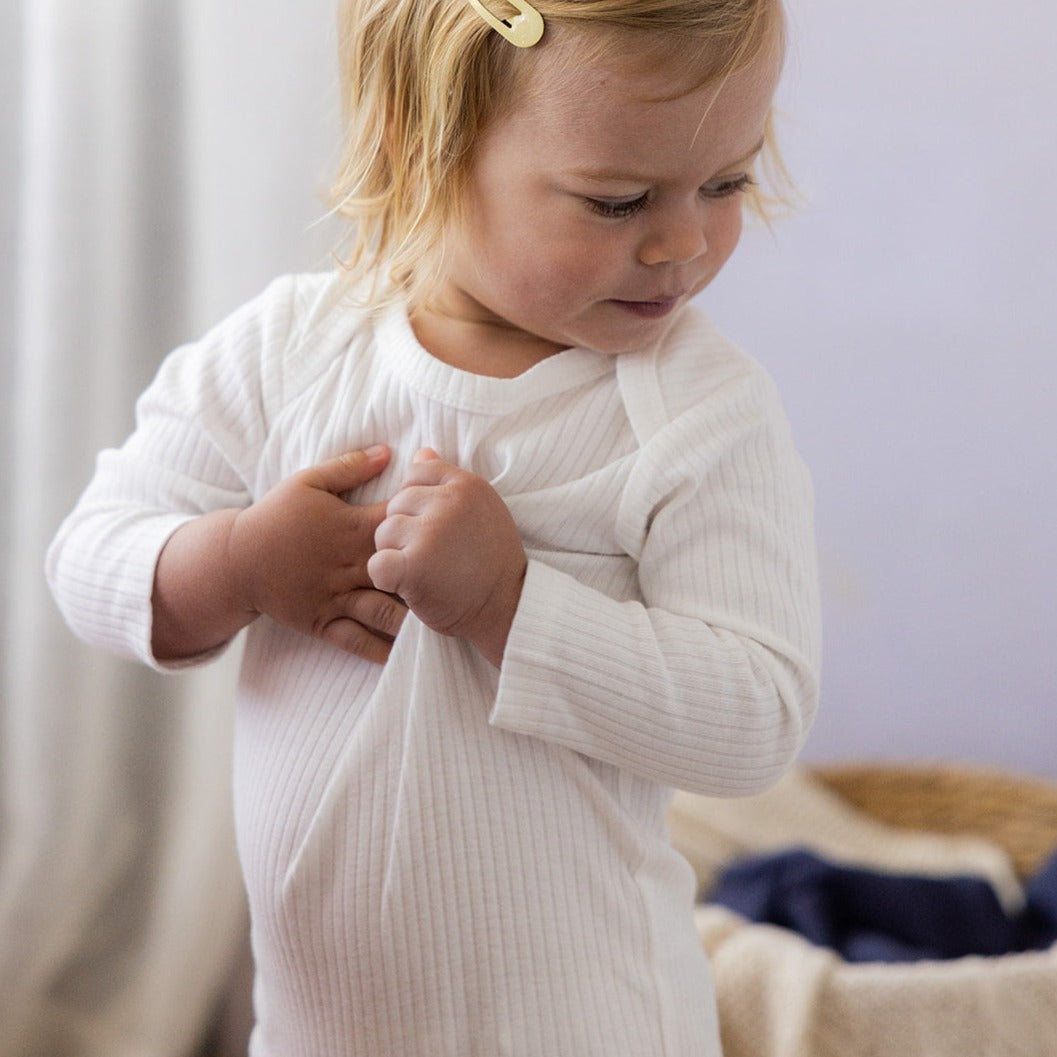 Hello Poppet Original Ribbed Bodysuit | Longsleeve available at Bear & Moo