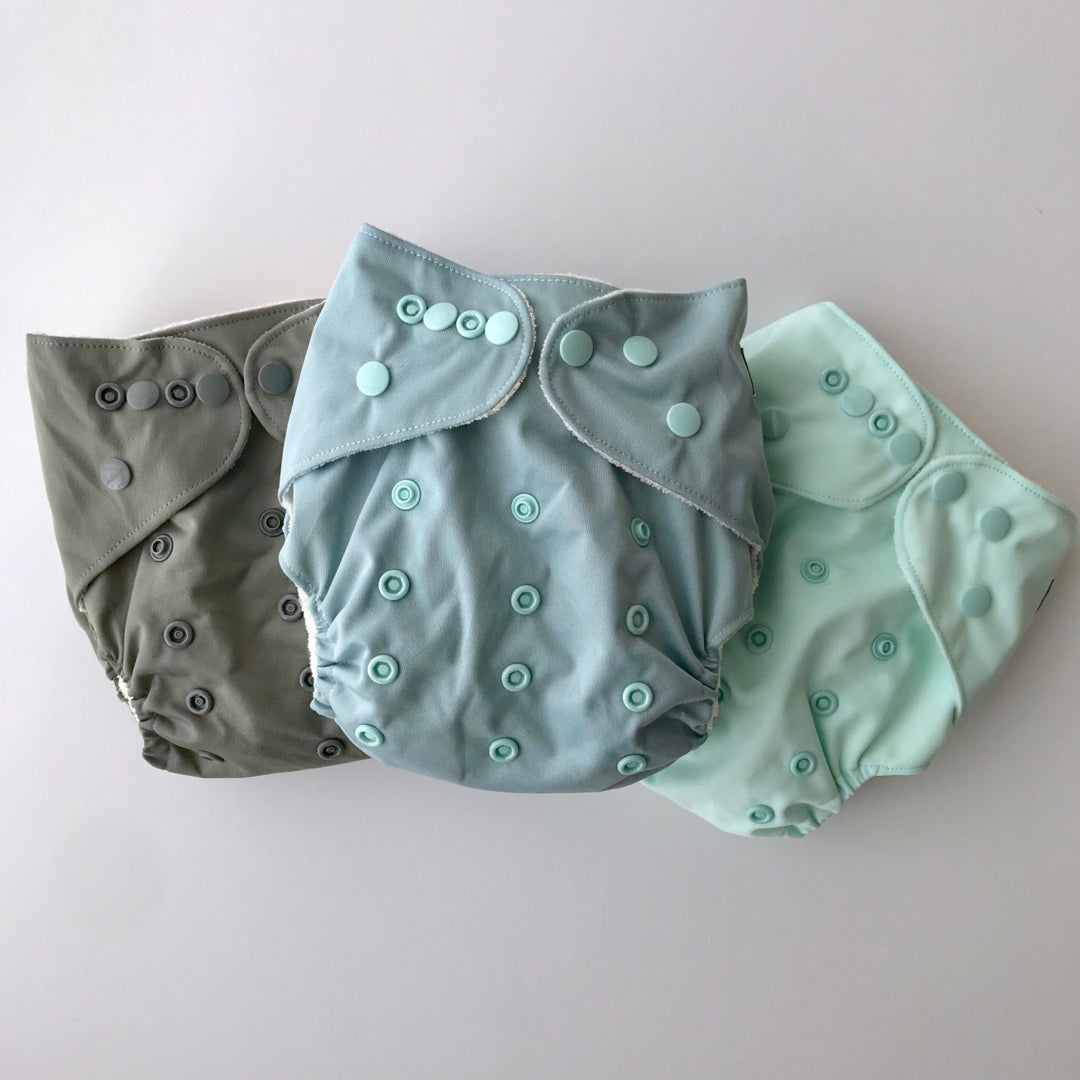 Bear & Moo One Size Fits All Green Reusable Cloth Nappy Range